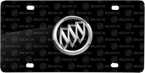 صورة iPick لشعار Buick ثلاثي الأبعاد على لوحة ترخيص من الألومنيوم باللون الأسود بنمط الشعار - مرخصة رسميًا in Kuwait