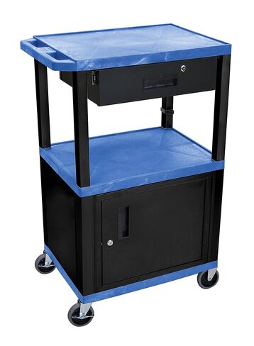 LUXOR WT42BUC2E-B/WTD 42"H AV Cart - 3 أرفف درج الكابينة - أسود in Kuwait