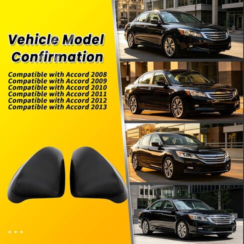 قطعتان من أغطية غطاء مرآة الرؤية الخلفية لجانب السائق الأمامي وجانب الركاب متوافقة مع Accord 2008 2009 2010 2011 2012 2013 غطاء مرآة جانبية خارجية غطاء مرآة أسود in Kuwait