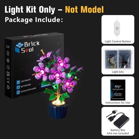 BrickSoul Upgrade Light Kit for Lego 10372 Hibiscus Flower Décor Building Set | with ON/Off & Dimmer Switch & Hidden Cable Tech | Easy Install Lighting Set (10372 Set NOT Included) in Saudi Arabia