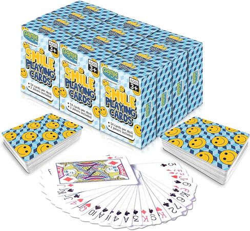 Gamie Mini Smile Playing Cards Deck - Pack of 12-2.5 Inches Tall - Blue Checkerboard Background - Poker-Casino Cards - Carnival Prize, Party Favor and Gift Idea for Kids Ages 3+ in Kuwait