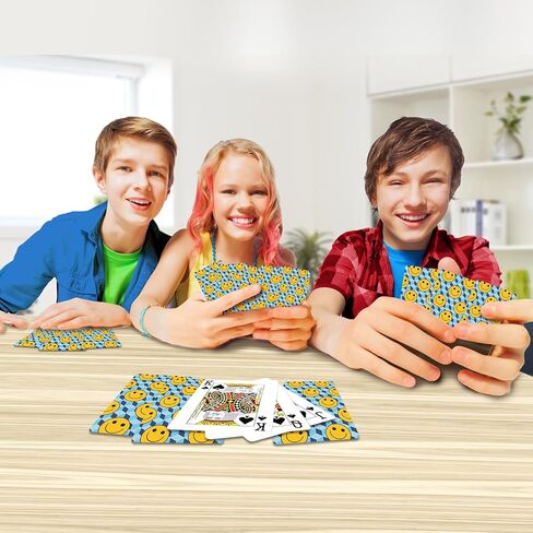 Gamie Mini Smile Playing Cards Deck - Pack of 12-2.5 Inches Tall - Blue Checkerboard Background - Poker-Casino Cards - Carnival Prize, Party Favor and Gift Idea for Kids Ages 3+ in Kuwait