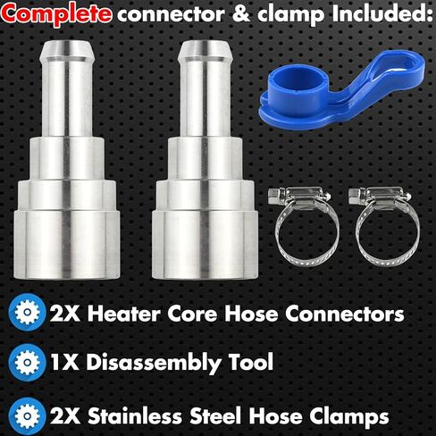 Billet Heater Core Hose Connector, Inlet/Outlet 3/4" Tube x 5/8" Hose Stainless Steel Coolant Connector, Replaces Plastic Quick Connector for Chevy, GMC, Ford，Cadillac Trucks,2 Pack in Saudi Arabia