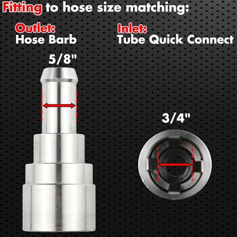 Billet Heater Core Hose Connector, Inlet/Outlet 3/4" Tube x 5/8" Hose Stainless Steel Coolant Connector, Replaces Plastic Quick Connector for Chevy, GMC, Ford，Cadillac Trucks,2 Pack in Saudi Arabia