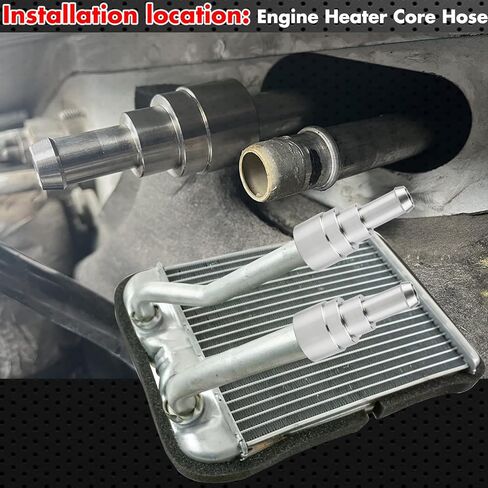 Billet Heater Core Hose Connector, Inlet/Outlet 3/4" Tube x 5/8" Hose Stainless Steel Coolant Connector, Replaces Plastic Quick Connector for Chevy, GMC, Ford，Cadillac Trucks,2 Pack in Saudi Arabia