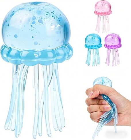 Jellyfish Squishy, Jellyfish Design Squeeze Stress Ball, Squeeze Sensory Fidget Toys for Anxiety & Stress Relief, Party Favors & Birthday Gift (Blue) in Saudi Arabia