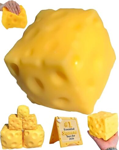 Big Cheese Squishy Jumbo Large Squishy Cheese Block Giant Stress Relief Ball Block Squeeze Toy Huge Yellow Rebounding Squishies Cheesess Cube for Autism ADHD Soft Novelty Toy for Adults Gift(2.4in) in Saudi Arabia