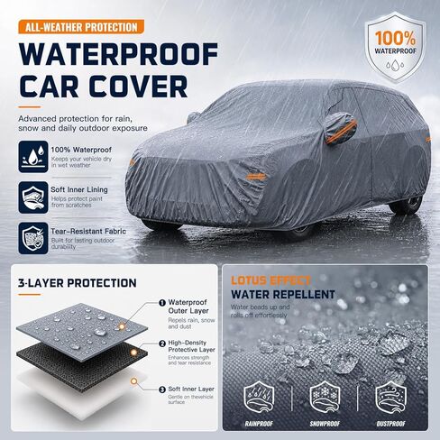 Car Cover Waterproof All-Weather,Outdoor Full Exterior Automobiles SUV(Length 182-190 inch) with Windshield Sun Shade Universal Fit Toyota RAV4,CRV,Model Y,Q5,Equinox,Rogue etc in Kuwait