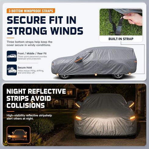 Car Cover Waterproof All-Weather,Outdoor Full Exterior Automobiles SUV(Length 182-190 inch) with Windshield Sun Shade Universal Fit Toyota RAV4,CRV,Model Y,Q5,Equinox,Rogue etc in Kuwait