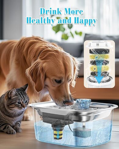 Stainless Steel Dog Water Fountain, 3 Gallon Extra Large Pet Fountains for Large Dogs, Great Dane Waterer Automatic Dog Bowl Dispenser,Filter Drinking Bowls for Multi Pets, Easy to Clean, Quiet Pump in Saudi Arabia