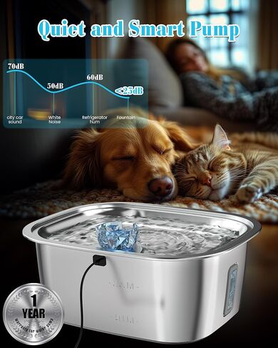 Stainless Steel Dog Water Fountain, 3 Gallon Extra Large Pet Fountains for Large Dogs, Great Dane Waterer Automatic Dog Bowl Dispenser,Filter Drinking Bowls for Multi Pets, Easy to Clean, Quiet Pump in Saudi Arabia