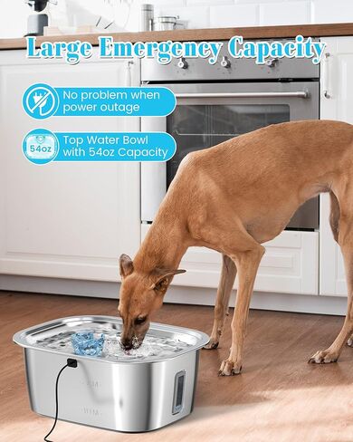 Stainless Steel Dog Water Fountain, 3 Gallon Extra Large Pet Fountains for Large Dogs, Great Dane Waterer Automatic Dog Bowl Dispenser,Filter Drinking Bowls for Multi Pets, Easy to Clean, Quiet Pump in Saudi Arabia