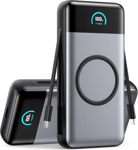 شاحن لاسلكي محمول 30,800 مللي أمبير، 15 وات شحن لاسلكي 25 وات PD QC4.0 شحن سريع USB-C بنك طاقة، 4 مخارج حزمة بطارية خارجية لأساسيات السفر لهاتف iPhone 17/16/15/14، Galaxy S25، Android إلخ in Saudi Arabia