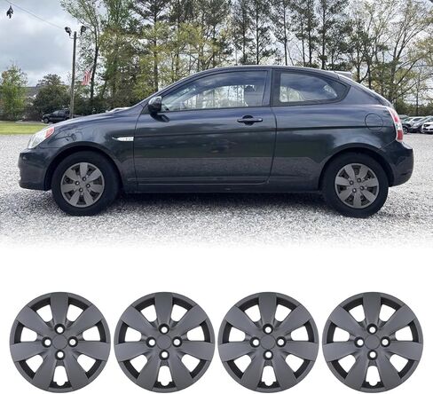 أغطية عجلات فولاذية مقاس 14 بوصة من Nixon لسيارة Hyundai Accent Sedan/Hatchback 2008-2011، مجموعة أغطية عجلات مقاس 14 بوصة مكونة من 4 قطع، تركيب مثبت بمسامير من مادة البولي بروبيلين (ورنيش) in Kuwait