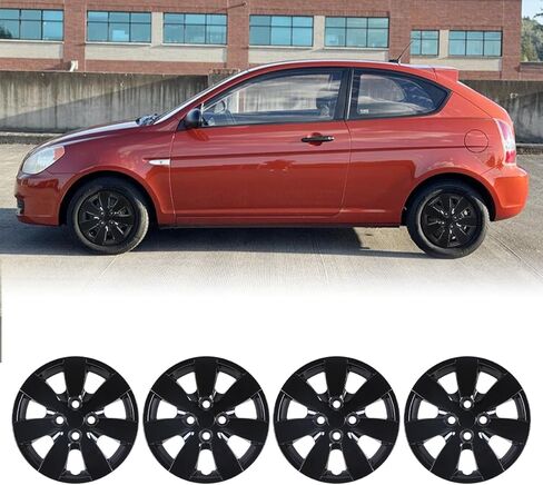 أغطية عجلات فولاذية مقاس 14 بوصة من Nixon لسيارة Hyundai Accent Sedan/Hatchback 2008-2011، مجموعة أغطية عجلات مقاس 14 بوصة مكونة من 4 قطع، تركيب مثبت بمسامير من مادة البولي بروبيلين (ورنيش) in Kuwait