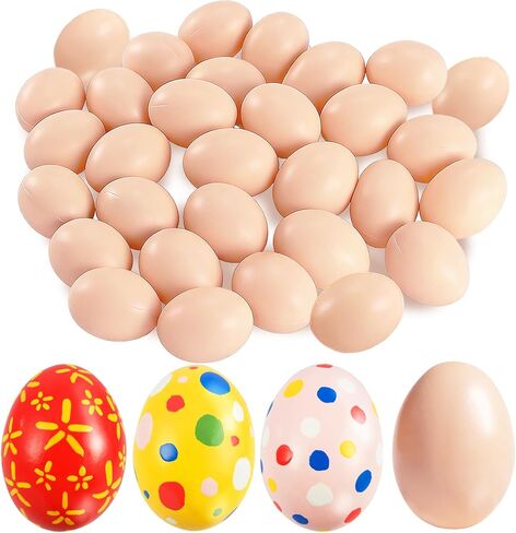 60 Pack Easter Plastic Eggs,Brown Fake Easter Egg,Artificial Chicken Egg for DIY Crafts,Painting,Easter Party,Home Decor,Nest in Saudi Arabia