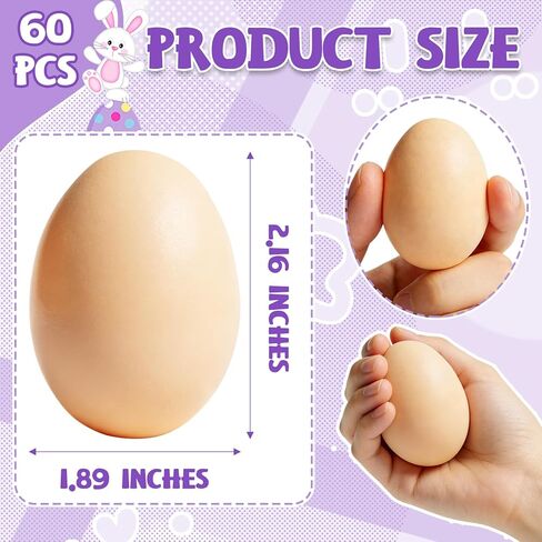 60 Pack Easter Plastic Eggs,Brown Fake Easter Egg,Artificial Chicken Egg for DIY Crafts,Painting,Easter Party,Home Decor,Nest in Saudi Arabia