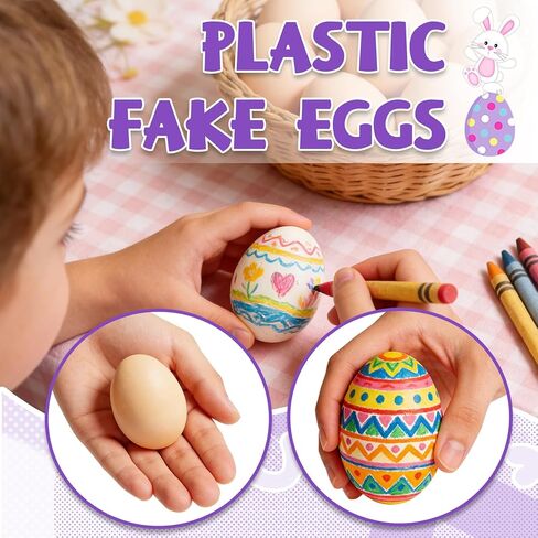 60 Pack Easter Plastic Eggs,Brown Fake Easter Egg,Artificial Chicken Egg for DIY Crafts,Painting,Easter Party,Home Decor,Nest in Saudi Arabia