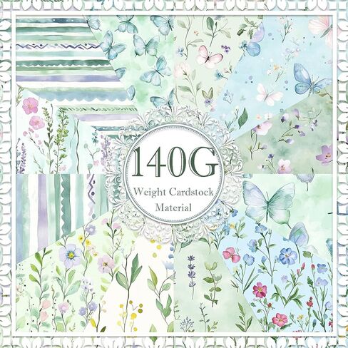 24 Sheets Spring Floral Butterfly Scrapbook Paper, Wildflower Birds Decorative Craft Paper Folded Flat for Spring Birthday Baby Shower Card Making Photo Album Decor, 12'' x 12'' in Saudi Arabia