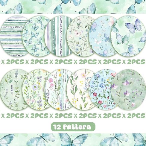 24 Sheets Spring Floral Butterfly Scrapbook Paper, Wildflower Birds Decorative Craft Paper Folded Flat for Spring Birthday Baby Shower Card Making Photo Album Decor, 12'' x 12'' in Saudi Arabia