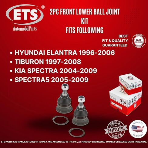 ETS 2 قطعة طقم وصلة كروية سفلية أمامية K500031 يناسب Hyundai Elantra 1996-2006 / Tiburon 1997-2008 / Kia Spectra 2004-2009 / Spectra5 in Kuwait