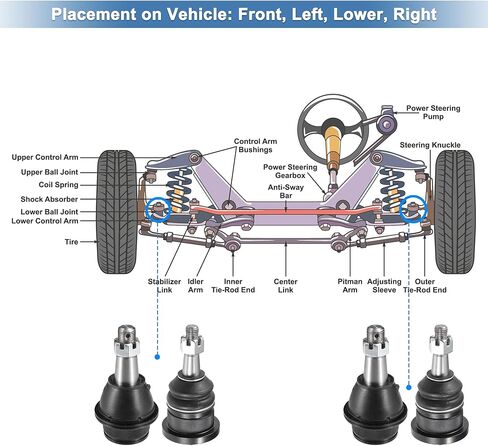 X AUTOHAUX 4pcs Front Upper Lower Ball Joint No.K6540/K6541 for Cadillac Escalade ESV EXT for Chevy Silverado Avalanche Tahoe for GMC Sierra Yukon Suspension Lower Ball Joint Kit in Kuwait