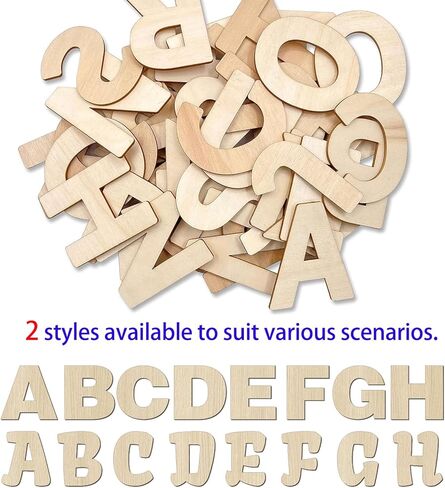 Wood Letters 2 Inch, 144 Pcs Unfinished Wooden Alphabet & Numbers for Crafts, DIY Painting, Kids Spelling Learning - Bulk Set for Home Decor (144pcs/set) in Saudi Arabia