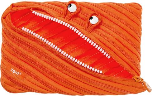 ZIPIT Monster Large Pencil Case for Boys, Cute Zipper Pouch for Kids Girls and Teens, Stationery Bag for School ,Orange in Saudi Arabia