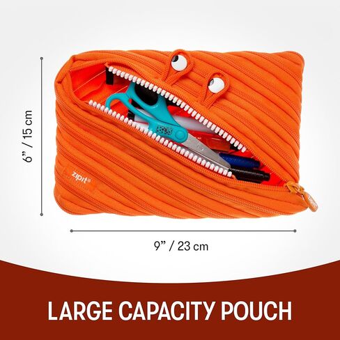 ZIPIT Monster Large Pencil Case for Boys, Cute Zipper Pouch for Kids Girls and Teens, Stationery Bag for School ,Orange in Saudi Arabia