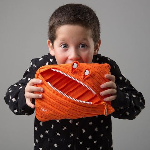 ZIPIT Monster Large Pencil Case for Boys, Cute Zipper Pouch for Kids Girls and Teens, Stationery Bag for School ,Orange in Saudi Arabia