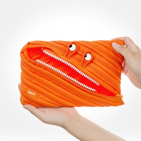 ZIPIT Monster Large Pencil Case for Boys, Cute Zipper Pouch for Kids Girls and Teens, Stationery Bag for School ,Orange in Saudi Arabia