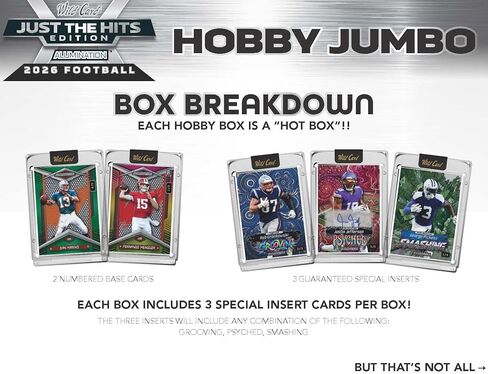 2026 Wild Card صندوق بطاقات التداول Just the Hits Jumbo Alumination Edition (1 بطاقة Mammoth 1/1 لكل صندوق) in Kuwait
