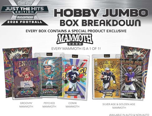 2026 Wild Card صندوق بطاقات التداول Just the Hits Jumbo Alumination Edition (1 بطاقة Mammoth 1/1 لكل صندوق) in Kuwait