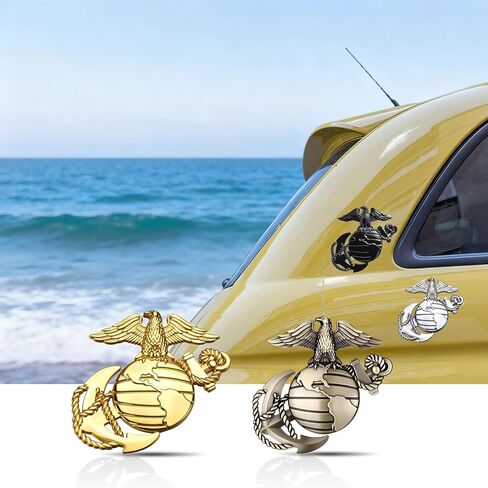 U.S. Marine 3D Eagle Globe Corps Metal Cars Emblem for 250th Anniversary,Eagle Globe Anchor Insignia Decals,Car Medal Gift for Veterans and Military Supporters (Golden) in Saudi Arabia