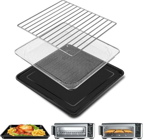 Air Fryer Rack for Ninja Foodi 10 in 1 SP100 SP101 Digital Air Fryer Countertop Oven, 13.4''*13.4'' Stainless Steel Air Fryer Accessories Roasting Steamer Grill Racks Baking Tray，Dishwasher safe in Saudi Arabia