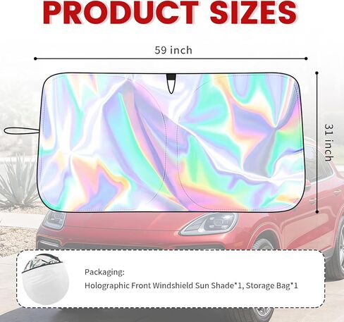 Car Windshield Sun Shade 59×31 Inch,Sun Shade for Car Windshield for Heat Blocking & Interior Protection,Foldable Cars Window Shades Front Windshields with Storage Pouch in Kuwait