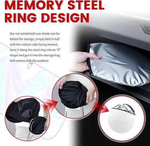 Car Windshield Sun Shade 59×31 Inch,Sun Shade for Car Windshield for Heat Blocking & Interior Protection,Foldable Cars Window Shades Front Windshields with Storage Pouch in Kuwait