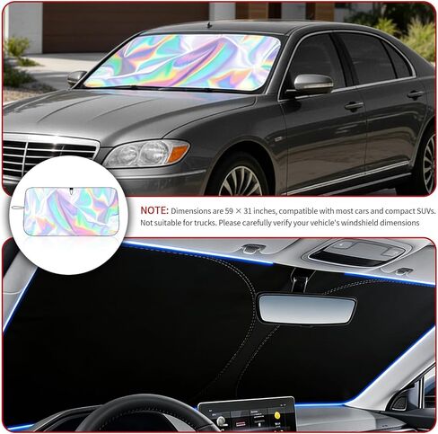 Car Windshield Sun Shade 59×31 Inch,Sun Shade for Car Windshield for Heat Blocking & Interior Protection,Foldable Cars Window Shades Front Windshields with Storage Pouch in Kuwait