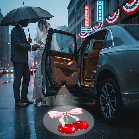 2PCS Leopard Print Lips Car Door Lights Projector, Magnetic Logo Projector Door Lights, Wireless LED Welcome Puddle Light, Sassy Car Accessories, Leopard Lips Gifts for Women Men, Fit All Vehicles in Saudi Arabia