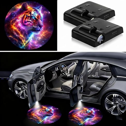 2PCS Leopard Print Lips Car Door Lights Projector, Magnetic Logo Projector Door Lights, Wireless LED Welcome Puddle Light, Sassy Car Accessories, Leopard Lips Gifts for Women Men, Fit All Vehicles in Saudi Arabia