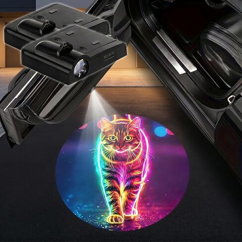 2PCS Leopard Print Lips Car Door Lights Projector, Magnetic Logo Projector Door Lights, Wireless LED Welcome Puddle Light, Sassy Car Accessories, Leopard Lips Gifts for Women Men, Fit All Vehicles in Saudi Arabia