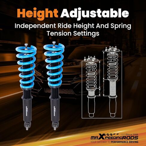 maxpeedingrods Coilover لكاديلاك CTS RWD 2003-2007، 24 مستوى مثبط قابل للتعديل كويلوفيرس طقم تعليق تبختر، ارتفاع قابل للتعديل T6 مجموعات خفض مطورة أزرق in Kuwait