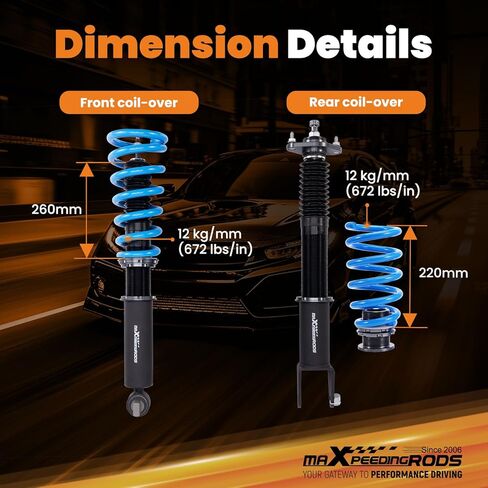 maxpeedingrods Coilover لكاديلاك CTS RWD 2003-2007، 24 مستوى مثبط قابل للتعديل كويلوفيرس طقم تعليق تبختر، ارتفاع قابل للتعديل T6 مجموعات خفض مطورة أزرق in Kuwait