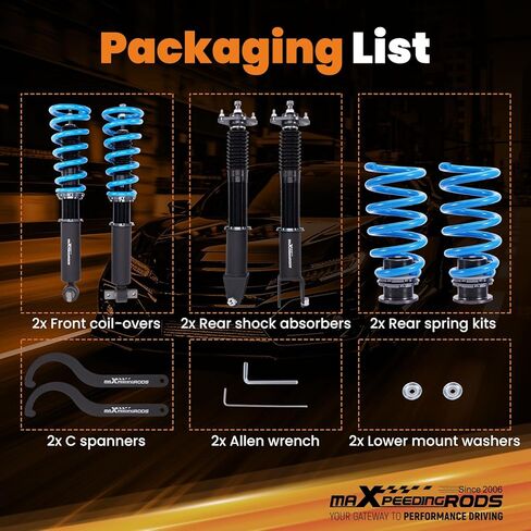 maxpeedingrods Coilover لكاديلاك CTS RWD 2003-2007، 24 مستوى مثبط قابل للتعديل كويلوفيرس طقم تعليق تبختر، ارتفاع قابل للتعديل T6 مجموعات خفض مطورة أزرق in Kuwait