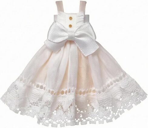OB11 Doll Dress Bow Waist Sleeveless Doll Dress Decorative Buttons 1/12 BJD Outfit , White in Saudi Arabia