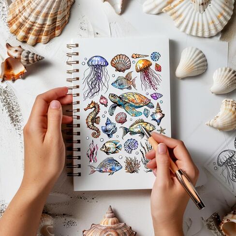 GLOBLELAND 2 Sheets Summer Marine Animal Shells Clear Stamp for Scrapbooking Sea Turtle Silicone Stamps Jellyfish Transparent Stamp Set for Card Making DIY Embossing Journaling in Kuwait
