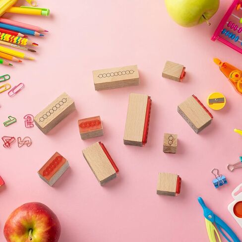 مجموعة طوابع مطاطية من MotiMind مكونة من 10 قطع من طوابع مطاطية لمعلم مونتيسوري من 1 إلى 10 طوابع لتعليم الرياضيات لوازم معلم مونتيسوري للتخطيط والتدريس والحرف الفنية وسجل القصاصات in Kuwait