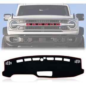 غطاء لوحة القيادة لوحة حصيرة متوافقة مع Ford Bronco 2021 2022 2023 2024 2025 (ليس للرياضة) واقي غطاء لوحة القيادة (زخرفة سوداء) in Kuwait