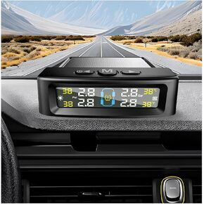 Tire Pressure Monitoring System, Real-Time LCD Display TPMS with 4 External Sensors & 6 Alarm Modes, Solar/USB Charging Wireless Tire Pressure Monitor for RV Trailer Truck in Saudi Arabia
