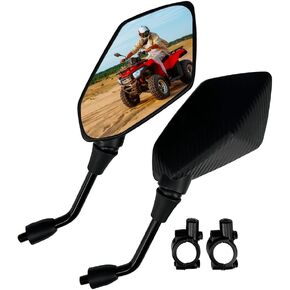 Universal Hawk-eye Motorcycle Convex Rear View Mirror - with 10mm Bolt, Handle Bar Mount Clamp Compatible with Cruiser, Suzuki, Honda, Victory and More, black, ATV-YY-08 in Saudi Arabia